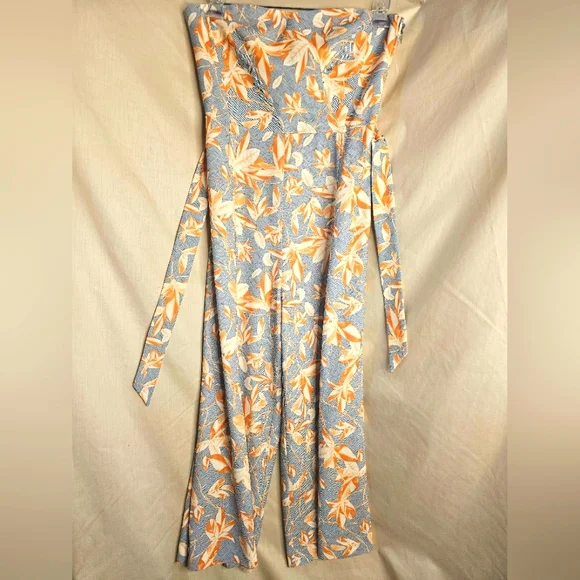 H&M Women Jumpsuit, Size 8, Color: Blue, Off white, orange - Picture 3 of 12